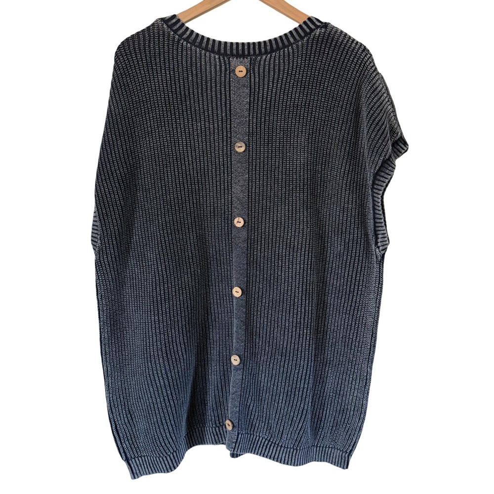 Perch Ribbed Knit Cap Sleeve Sweater Top Button Back Plus Size 3X - Picture 6 of 9